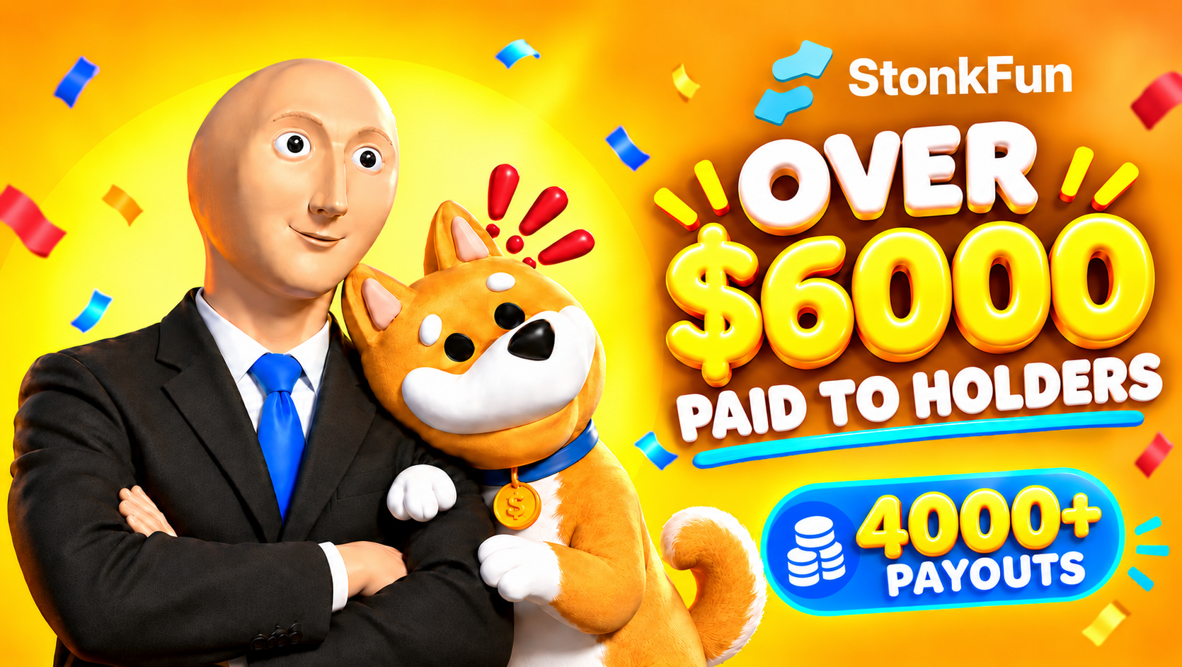 STONK and BONK celebrating over $6,000 paid to holders across 4,000+ payouts
